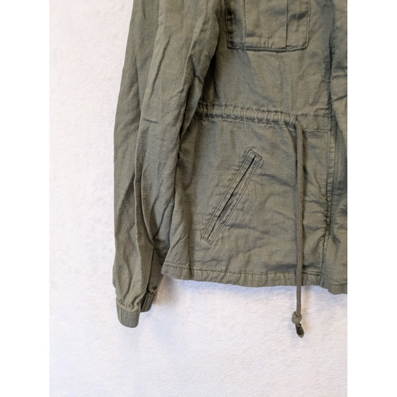Old Navy Utility Jacket Olive Green Drawstring Waist Cargo Pockets Size S - Picture 2 of 9